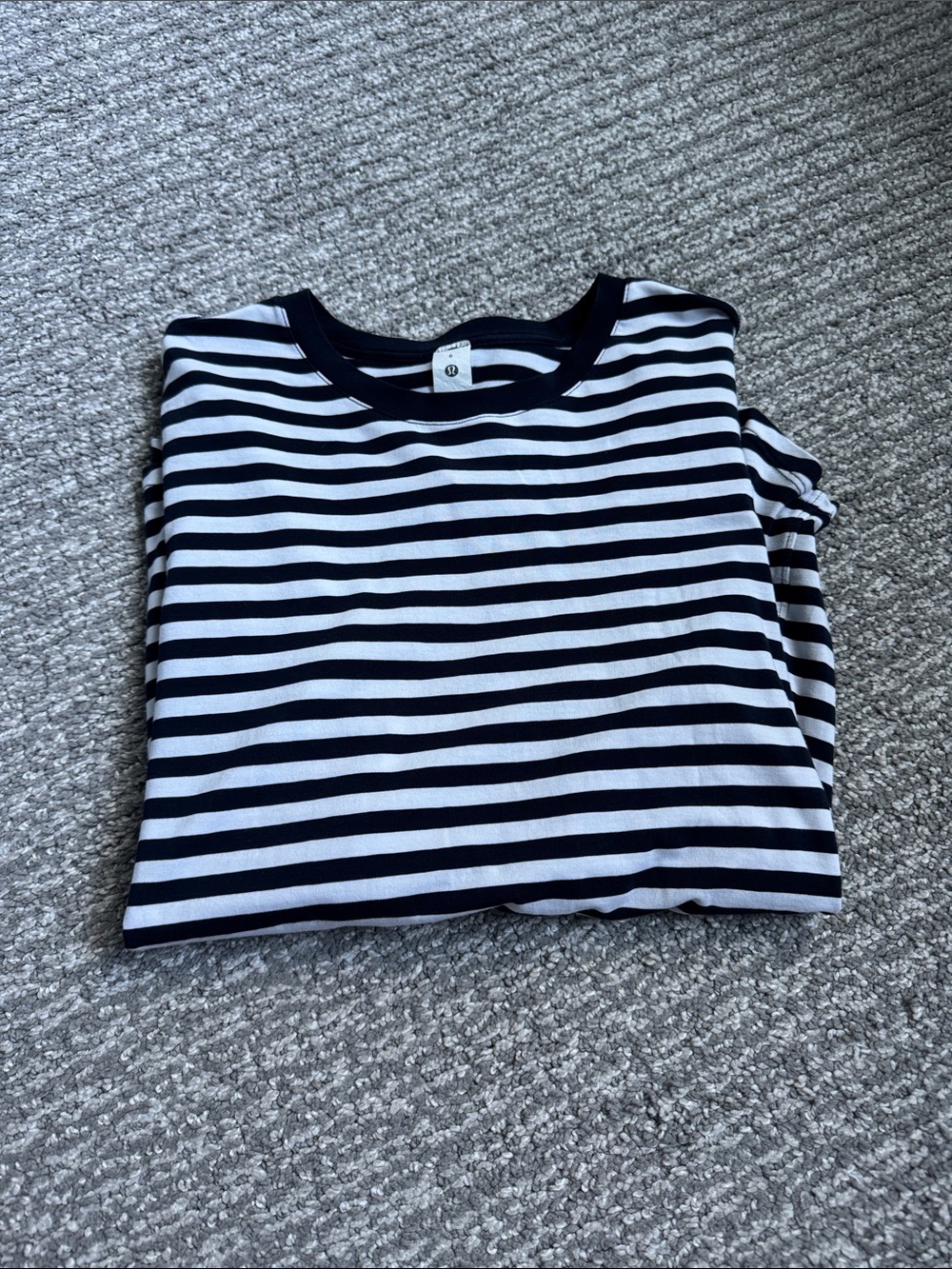 lululemon athletica Navy and White Striped Love Long Sleeve Tee.